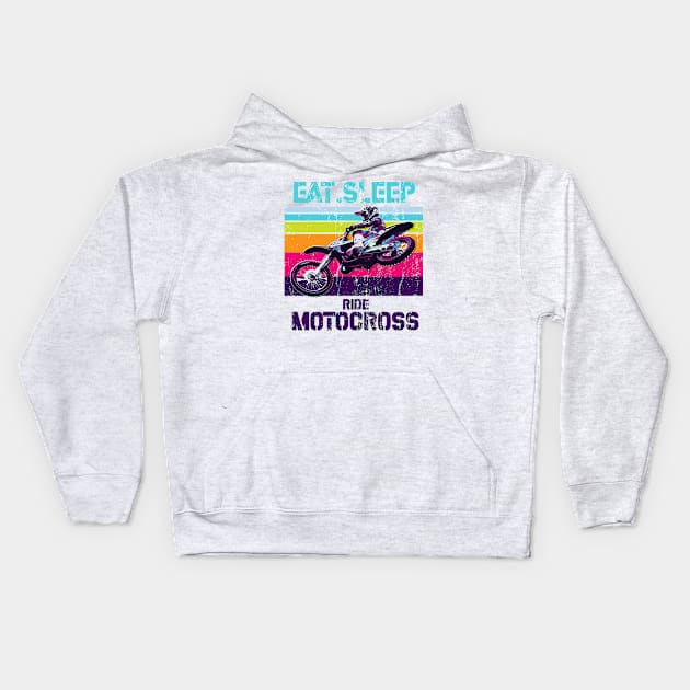 eat sleep and braap motocross Kids Hoodie by ANIMEPEDIA